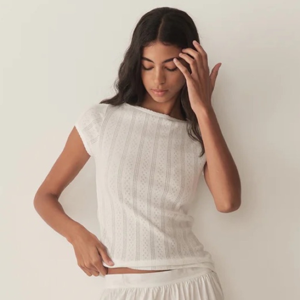 NWT Doen Pauline Pointelle Tee Medium
